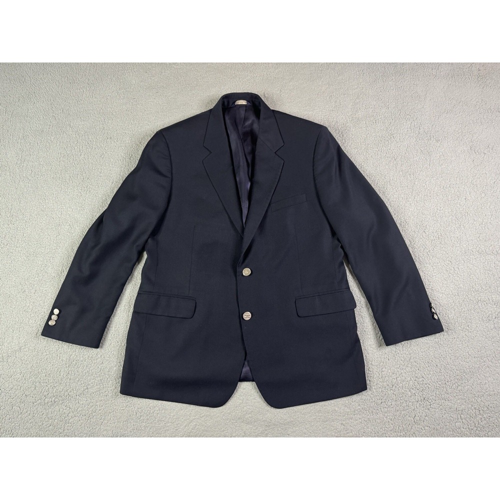 Brooks Brothers Suit Jacket 46 R Navy Wool Pilot Captain Silver Buttons Poland